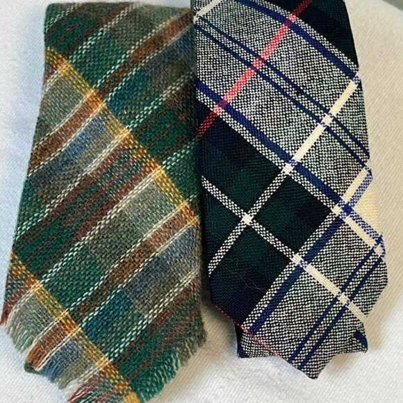 Plaid Wool Neckties Vintage Classic Made in Scotland Set of 2 Ties Eclectic Dad - Picture 1 of 7